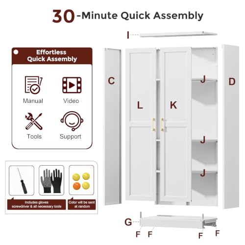 71" Tall Metal Kitchen Pantry Cabinet
