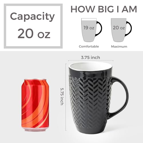 20 oz Large Coffee Mugs Set of 6 (6 Count)