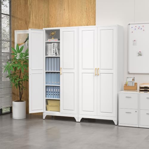 75”Metal Pantry Storage Cabinet with Doors & 5 Adjustable Shelves