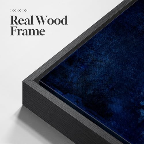 Large Framed Navy Blue Abstract Wall Art