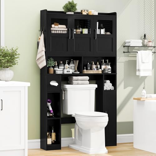 Farmhouse Over The Toilet Cabinet with 3 Acrylic Doors