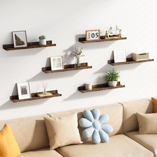 Floating Shelves for Wall Decor and Storage (6 Count)