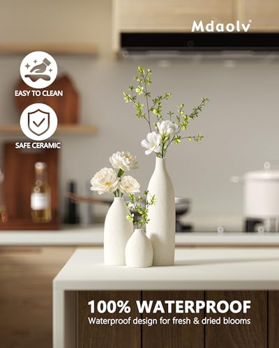 Matte Clay Flower Vase Set of 3 Minimalist Nordic Modern Decorative Ceramic Vases for Home Table Decor (3 Count)