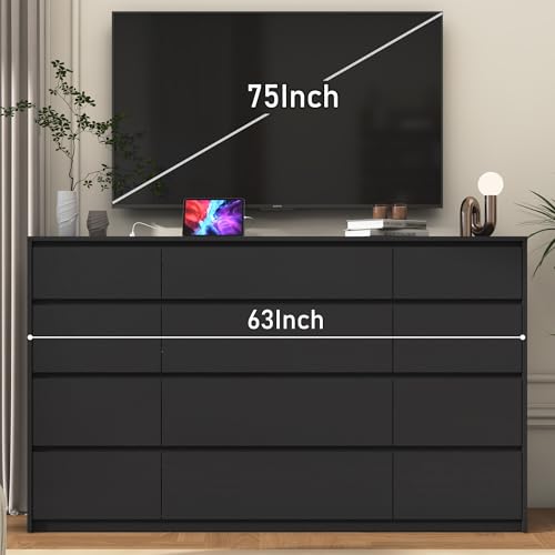 jiteentar Black Malm Dresser for Bedroom