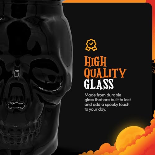 Set of 2 Skull Mason Jar Glasses with Lids (4 Count)