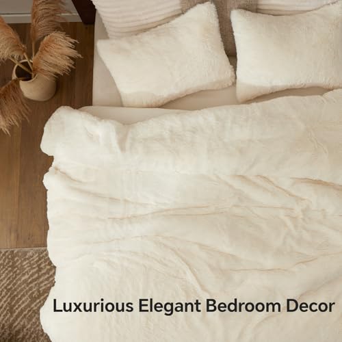 Cream White Fluffy Comforter Set King