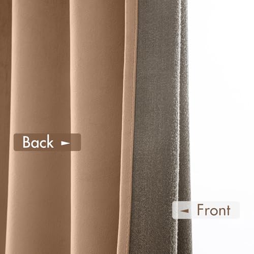 Blush Beige Blackout Velvet Curtains Drapes 108 Inch Long 52"x108" (2 Count)