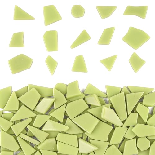 200g Green Mosaic Tiles for Crafts Bulk (7.05 Ounce)