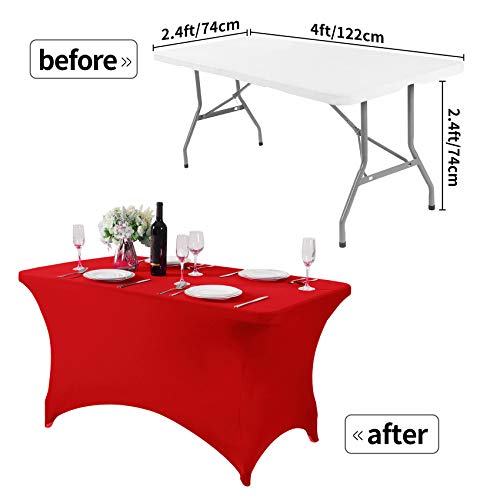 Spandex Table Cover for 4FT or 6ft or 8ft Table Universal Fitted Stretch Tablecloth for Party
