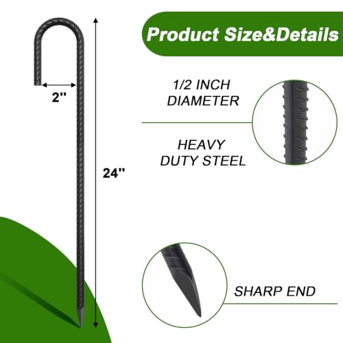 Rebar Stakes 24 Inch J Hook (10 Count)