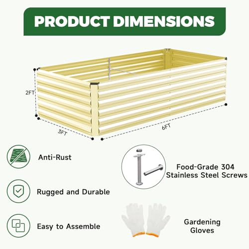 6x3x2ft Outdoor Metal Raised Garden Bed