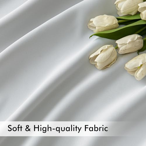 Greyish White Back Tab Blackout Curtains 52x72 Inches Long 2 Panels (2 Count)