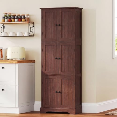 63.2" Tall Bathroom Storage Cabinet with 6 Doors
