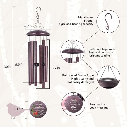Cardinal Memorial Wind Chimes for Loss of Mom Dad