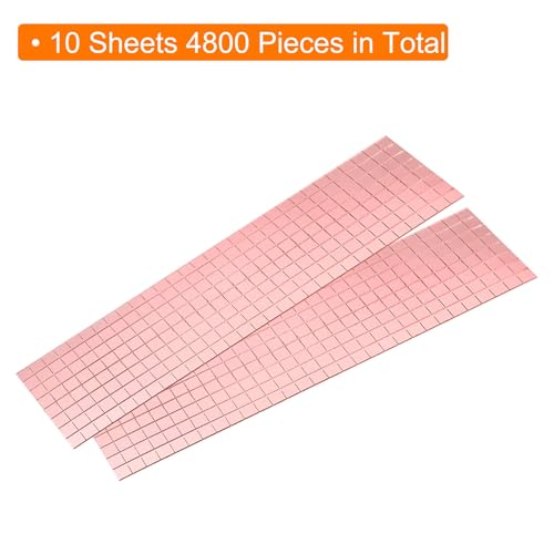 10 Sheet 4800 Pieces Self Adhesive Mirror Mosaic Tiles 5x5mm Small Square Mirror Tiles Sticker Disco Ball Stickers Mini Glass Tiles for DIY Craft Party Home Decoration (4800 Count)