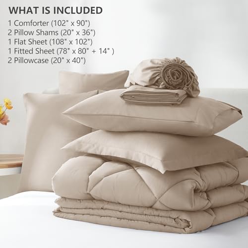 King Comforter Set 102"x90" Wheat