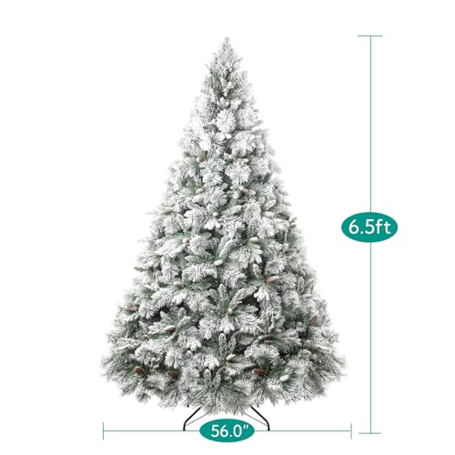 Glasgow 6.5ft Frosted Prelit Artificial Christmas Tree with Pine Cones