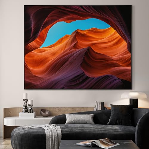 46"x60" Extra Large Framed Wall Art Antelope Canyon Rock Formation with Vibrant Colors for Home Living Room Bedroom Decor
