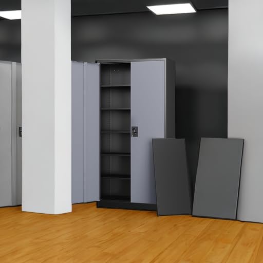 Metal Garage Storage Cabinets with Lock Door and Adjustable Shelves