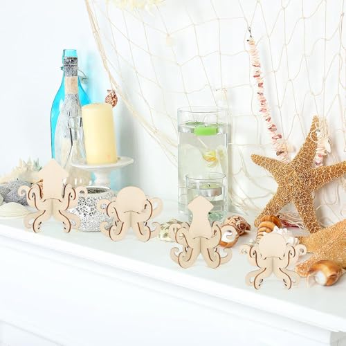 DIY 3D Summer Ocean Wood Crafts to Paint for Kids Adults (24 Count)