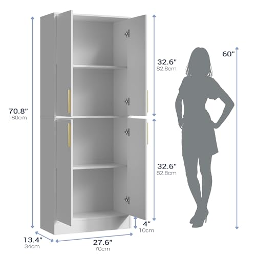 71" Tall Pantry Cabinet with 4 Doors