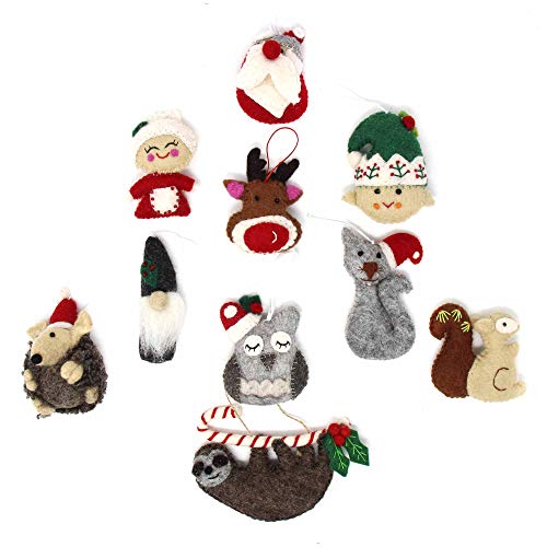 GLG60036-01 - Wool Felt Owl Forest Animal Ornament - Handcrafted Christmas Decor