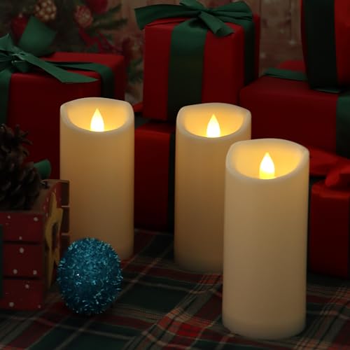Outdoor Battery Operated Flameless LED Pillar Candles w (3 Count)