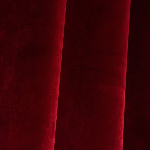Luxury Velvet Blackout Curtains Panels with Grommet Draperies Eyelet 52Wx72L Inch Red (2 Count)