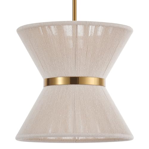 Hand Woven Boho Pendant Light Coastal Mini Modern Chandelier Adjustable Transitional Minimalist Pendant Lighting Fixtures for Kitchen Island Dining Room