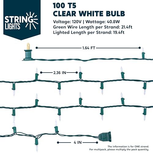 Clear Christmas String Lights Indoor (100 Count)