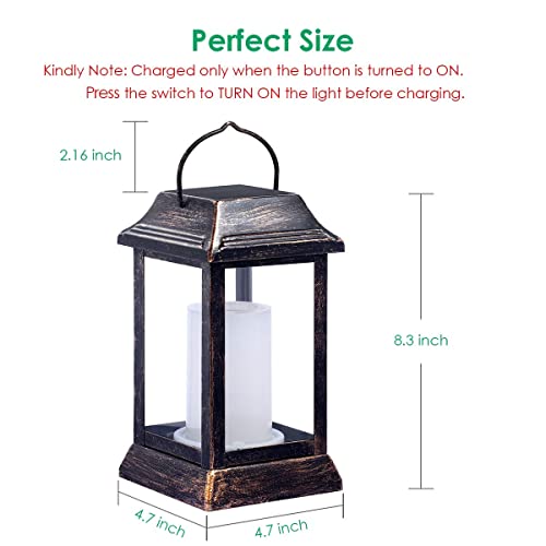 Flickering Flame Solar Lights Outdoor Metal Hanging Lantern (2 Count)