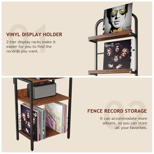 Record Player Stand with Power Outlet