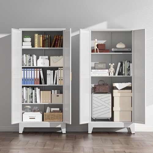 5 Tier Metal Farmhouse Storage cabinets with Doors and Shelves