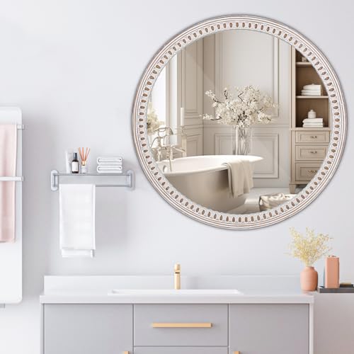 24 Inch Round Wood Mirror