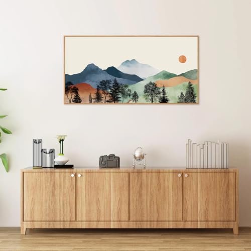 Boho Mountain Framed Canvas Wall Art