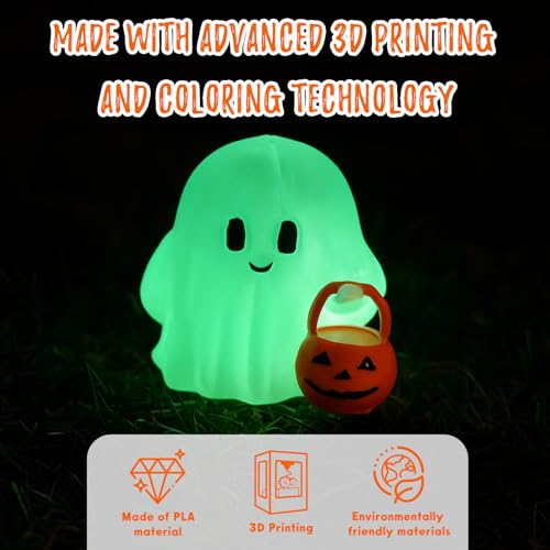 Halloween Decor Fluorescence Ghost Figurines Carrying Pumpkins