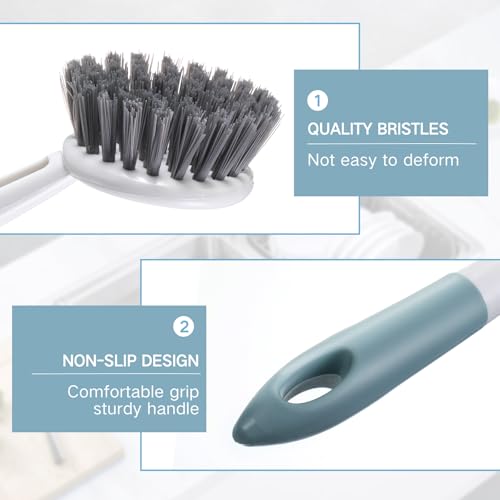 12 Pack Long Handle Dish Scrub Brush Stiff Bristles (12 Count)
