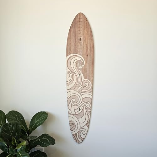Wooden Surfboard Wall Decor Growth Chart