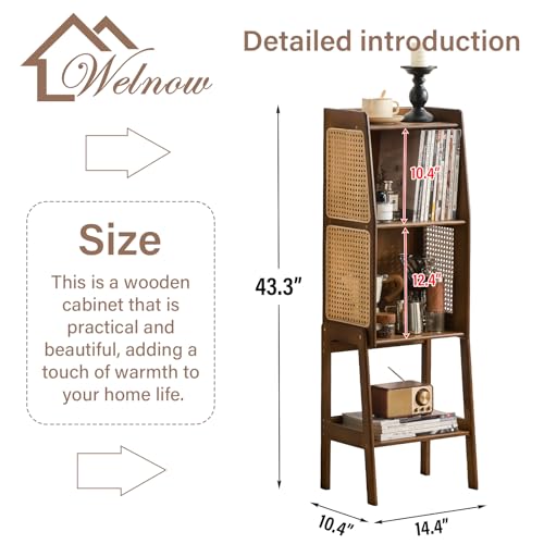 Bamboo Rattan Bookcase with Cabinet