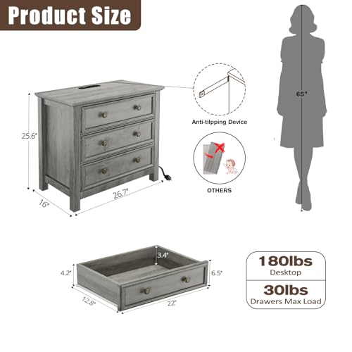 Large Nightstand with Charger Station