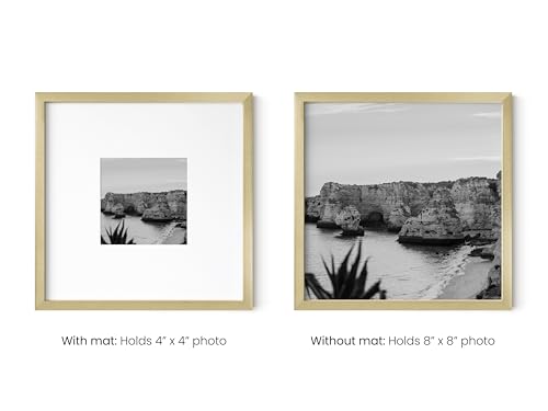 8x8 Gold Metal Picture Frames Matted to 4x4
