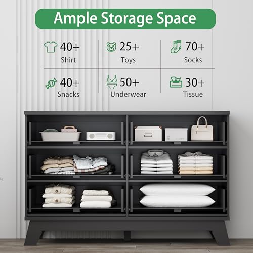 Fluted Dresser for Bedroom with 6 Drawers