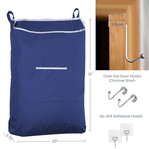 Fine Living Co. Large Hanging Laundry Hamper with Over Door Hooks & Adhesive