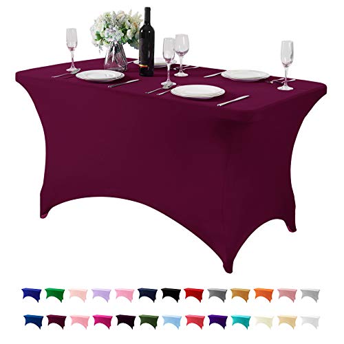 Spandex Table Cover for 4FT or 6ft or 8ft Table Universal Fitted Stretch Tablecloth for Party