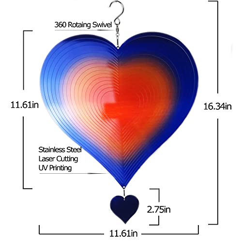 12in Heart Wind Spinner Outdoor Garden Decor Gifts for Mom Wife Women