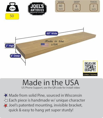 60 inch Wooden Floating Shelves for Wall