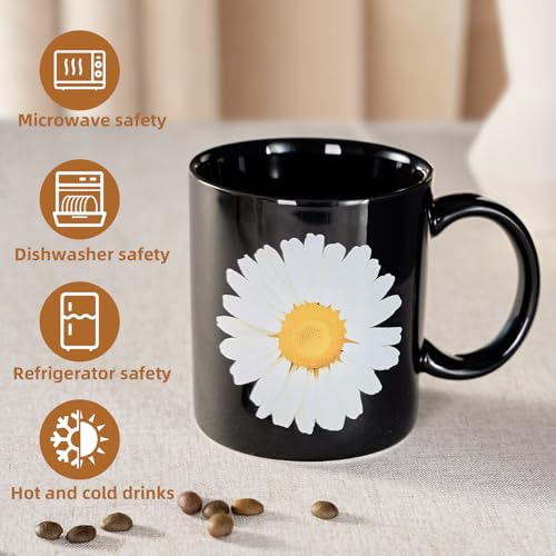 12Oz Daisy Black Ceramic Mug