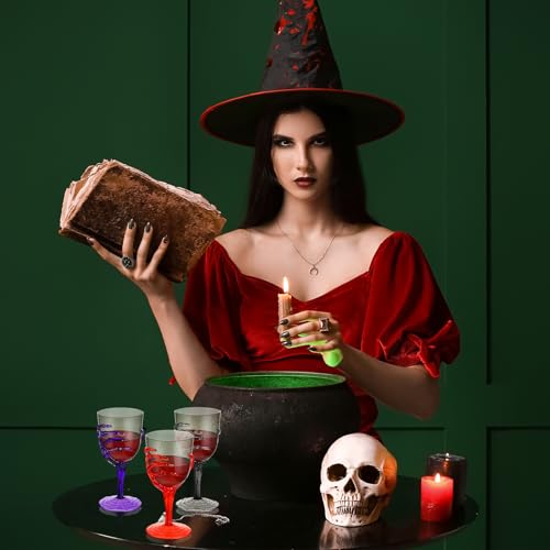 24 Pcs 12oz Halloween Skeleton Hand Goblets Clear Plastic Halloween Cups Skull Wine Glass Set for Creepy Spooky Party Decorations (24 Count)
