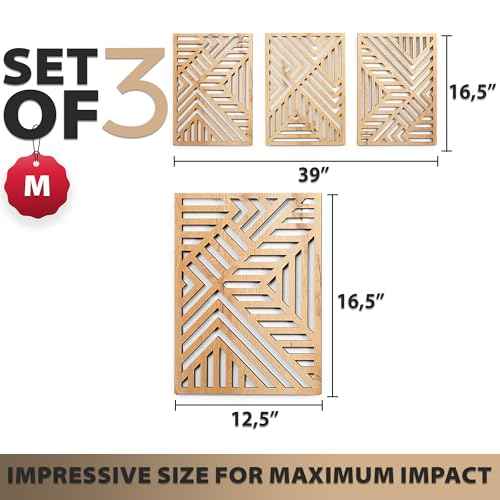 Modern Wooden Wall Sculptures (3 Count)