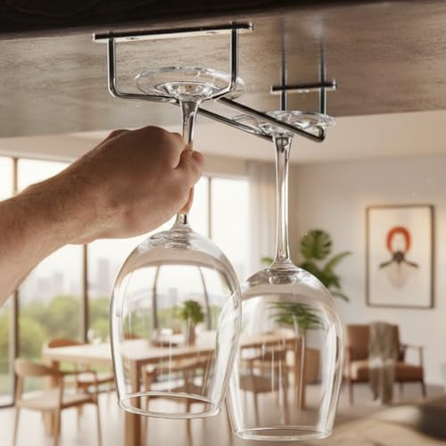 10 Inch Wine Glass Rack Chrome Finish Set of 2 (2 Count)